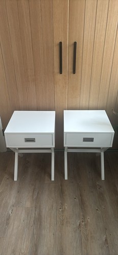 Pair white bedside tables - of,