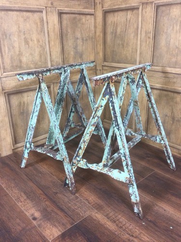 Antique wrought iron trestles - wrought,